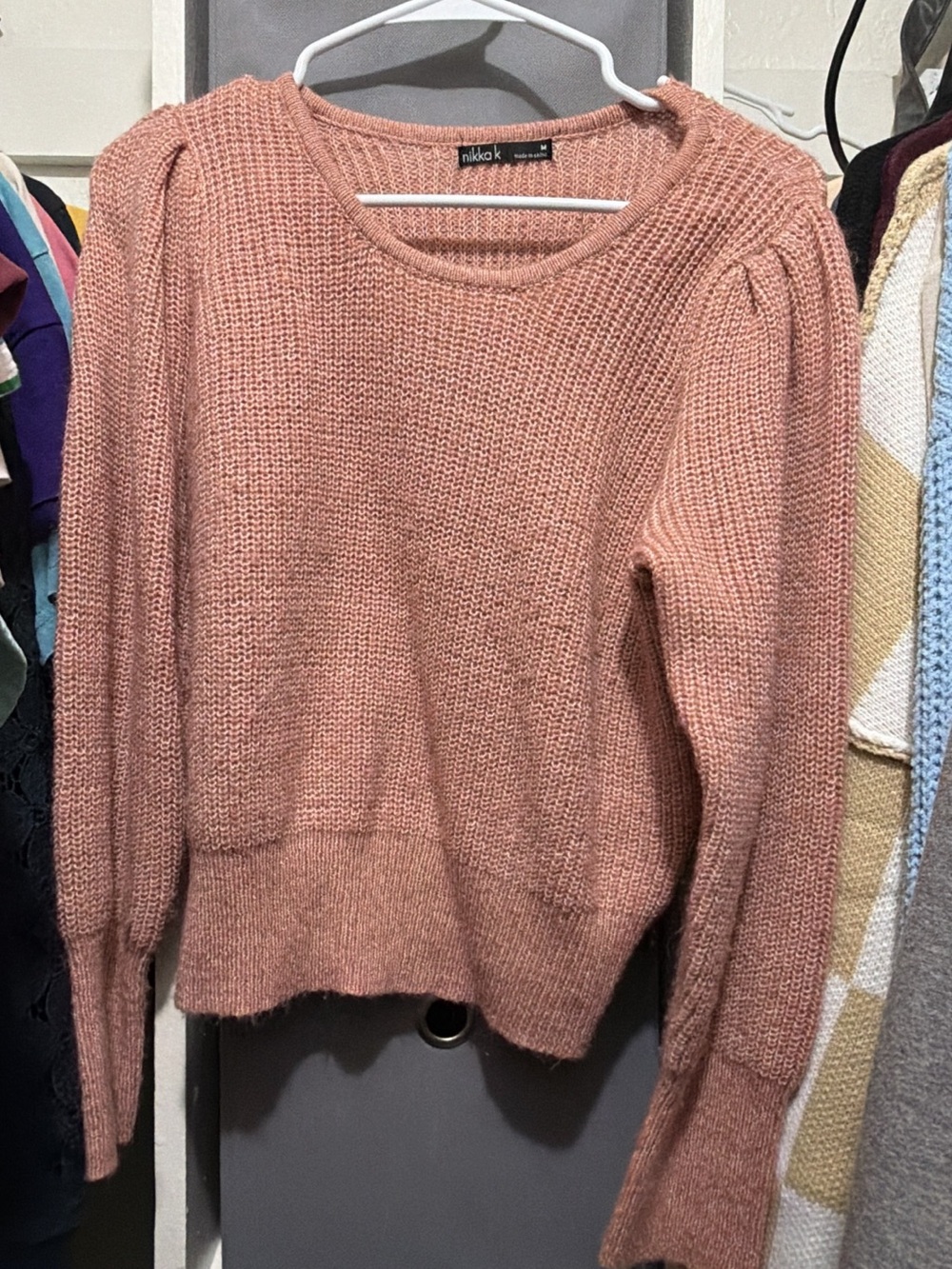 Dusty Rose Crewneck Knit Sweater